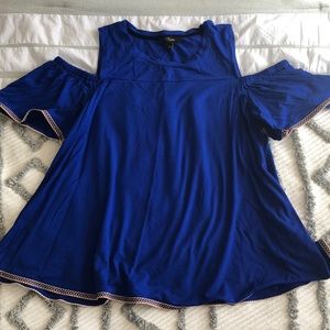 Cupid bright blue cold shoulder top size M